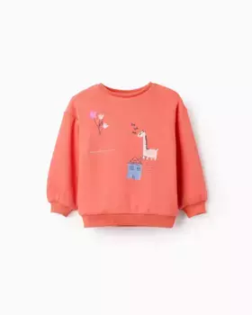 Свитшот с начесом для девочки с принтом спереди Zippy, оранжевый
