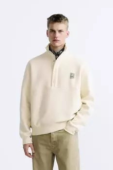 Свитшот с нашивками ZARA, экрю