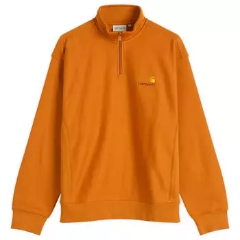 Свитшот с полузастежкой и надписью American Script Carhartt Wip, цвет sienna