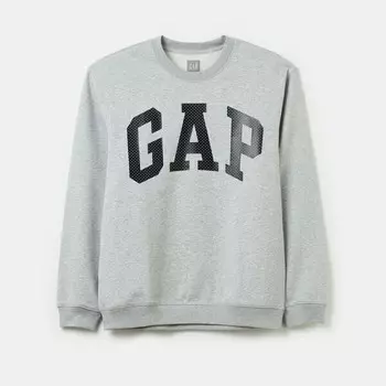 Свитшот с принтом логотипа в виде сетки Gap, серый