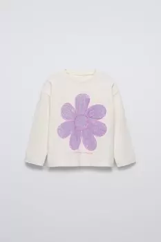 Свитшот с принтом на кармане ZARA, экрю