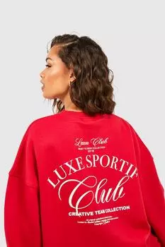 Свитшот с принтом sports club Boohoo, красный