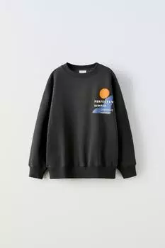 Свитшот с принтом ZARA, темный антрацит
