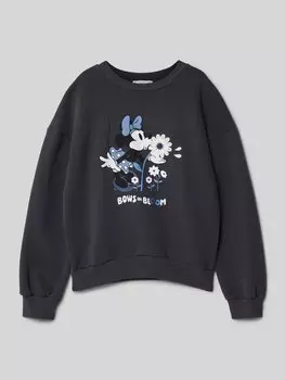 Свитшот с ребристыми манжетами, модель «bloom» Mango, графит