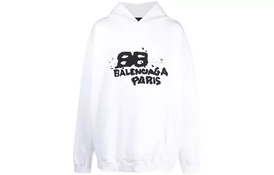 Свитшот с рисунком от руки для мужчин, белый Balenciaga, белый