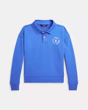 Свитшот с воротником-поло для девочек с логотипом Polo Ralph Lauren, синий