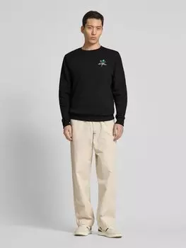 Свитшот с вышитой этикеткой, модель «Bruno Caf» Les Deux, черный