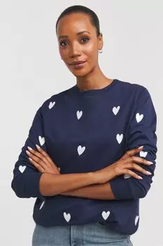 Свитшот с вышитым сердцем Jd Williams, синий