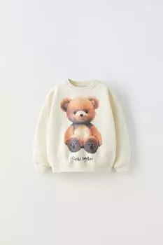 Свитшот с животными ZARA, экрю