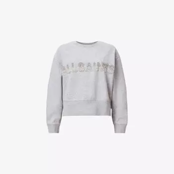 Свитшот Separo Allsaints с пайетками из хлопковой смеси, серый