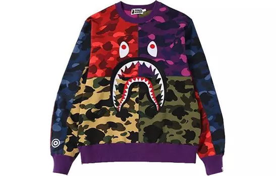 Свитшот Shark Series унисекс с камуфляжной строчкой A Bathing Ape, цвет Camouflage stitching