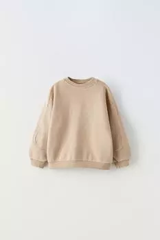 Свитшот со деталями по швам ZARA, светло-бежевый
