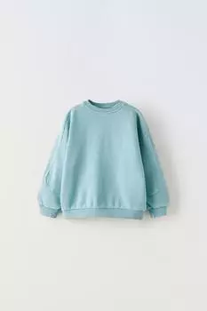 Свитшот со деталями по швам ZARA, светло-синий