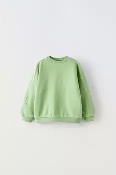 Свитшот со деталями по швам ZARA, светло-зеленый