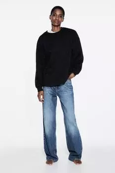 Свитшот со стразами ZARA, черный