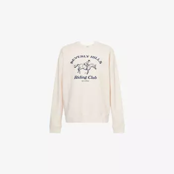 Свитшот Sporty & Rich Bh riding club из мягкой хлопковой ткани с принтом, бежевый