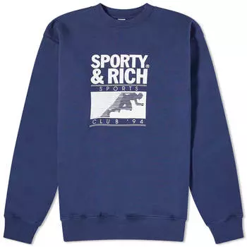 Свитшот Sporty & Rich Motion Club, цвет Navy & White
