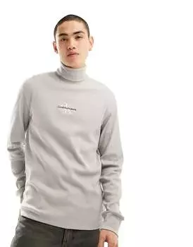 Свитшот свободного кроя с длинными рукавами и высоким воротником Calvin Klein Jeans цвета морской свиньи