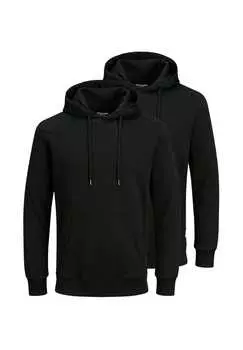 Свитшот/Толстовка с капюшоном комплект из 2 пар базовый Jack & Jones, черный