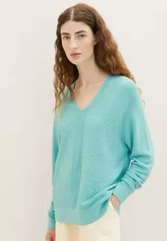 Свитшот TOM TAILOR MIT V-AUSSCHNITT, цвет summer teal