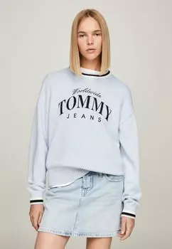 Свитшот Tommy Jeans VARSITY TEXTURED WEAVE BOXY, цвет breezy blue