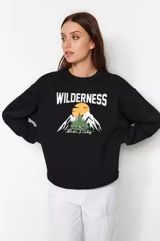 Свитшот Trendyol из плотного флиса, черный