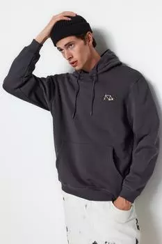 Свитшот Trendyol мужской с капюшоном, антрацит