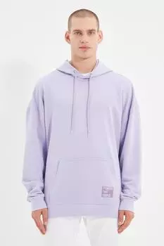 Свитшот Trendyol оверсайз с капюшоном, фиолетовый