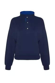 Свитшот Trendyol с воротником, темно-синий