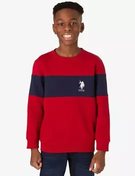 Свитшот U.S. Polo Assn. Boys Chest Colorblock Fleece, красный