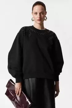 Свитшот украшенный стразами & Other Stories, черный