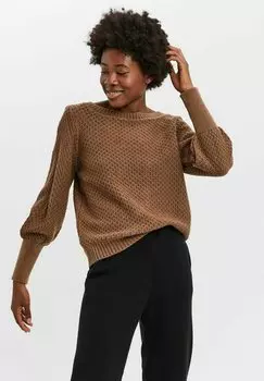 Свитшот Vero Moda РУНДХАЛЬС, цвет tobacco brown