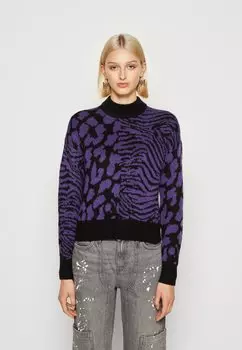 Свитшот Vero Moda VMVERA ANIMAL O NECK, черный/цветок страсти