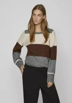 Свитшот VILA GESTREIFTER, цвет medium grey melange