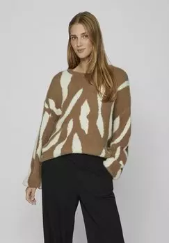 Свитшот VILA JULI JAQUARD LS NOOS, цвет brown lentil