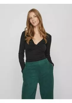 Свитшот VILA MIT LANGEN RMELN GEKNOTETES, черный