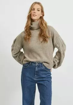 Свитшот VILA РОЛЛКРАГЕН, цвет fungi