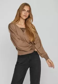 Свитшот VILA SPITZENVERZIERTER, цвет brown lentil