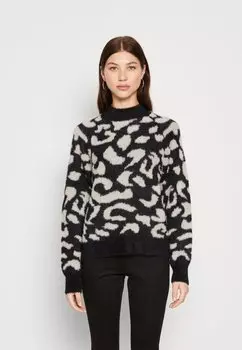 Свитшот VILA VIHELLY LEO, черный/серо-коричневый