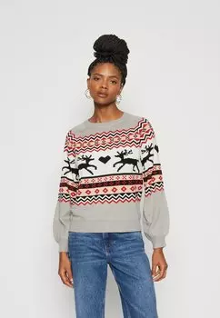 Свитшот VILA VIHOLIDAY CHRISTMAS, цвет light grey melange