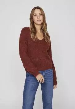Свитшот VILA VIJAMINA V NECK, цвет fired brick elange