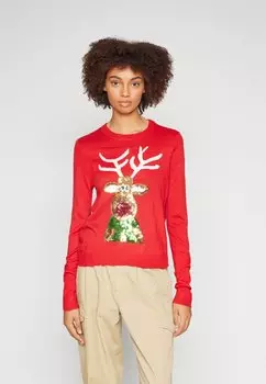 Свитшот VILA ВИКУПИД РОЖДЕСТВЕНСКИЙ, цвет mars red detail