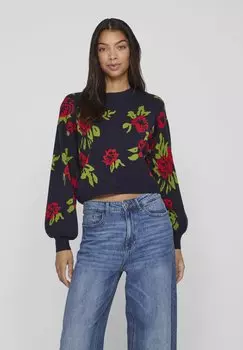 Свитшот VILA VIZASSI O NECK, цвет navy blazer