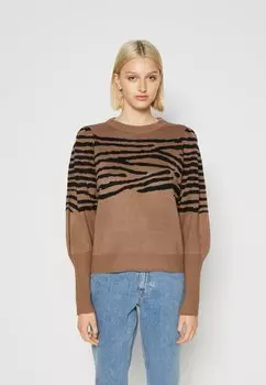 Свитшот VILA VIZEBRA PUFF, цвет brown/black