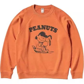 Свитшот X PEANUTS Co-branded Series унисекс оранжевый Uniqlo, оранжевый