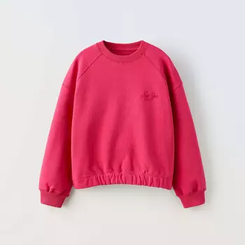 Свитшот Zara Embroidered Slogan, малиновый