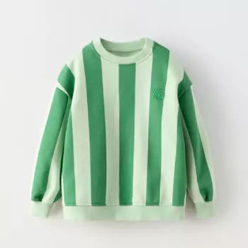 Свитшот Zara Embroidery, белый/зеленый