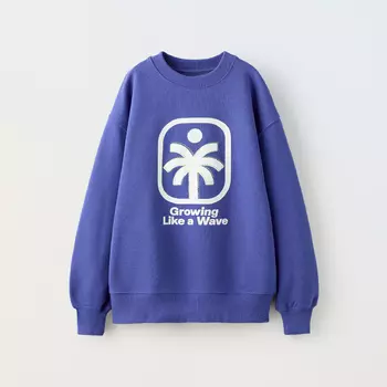 Свитшот Zara Printed And Embroidered, фиолетовый