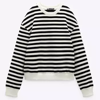 Свитшот Zara Striped, белый/черный