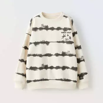 Свитшот Zara Tie-Dye Striped, экрю
